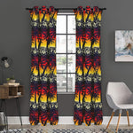 Sunset Hibiscus Palm Tree Pattern Print Curtain