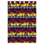 Sunset Hibiscus Palm Tree Pattern Print Curtain