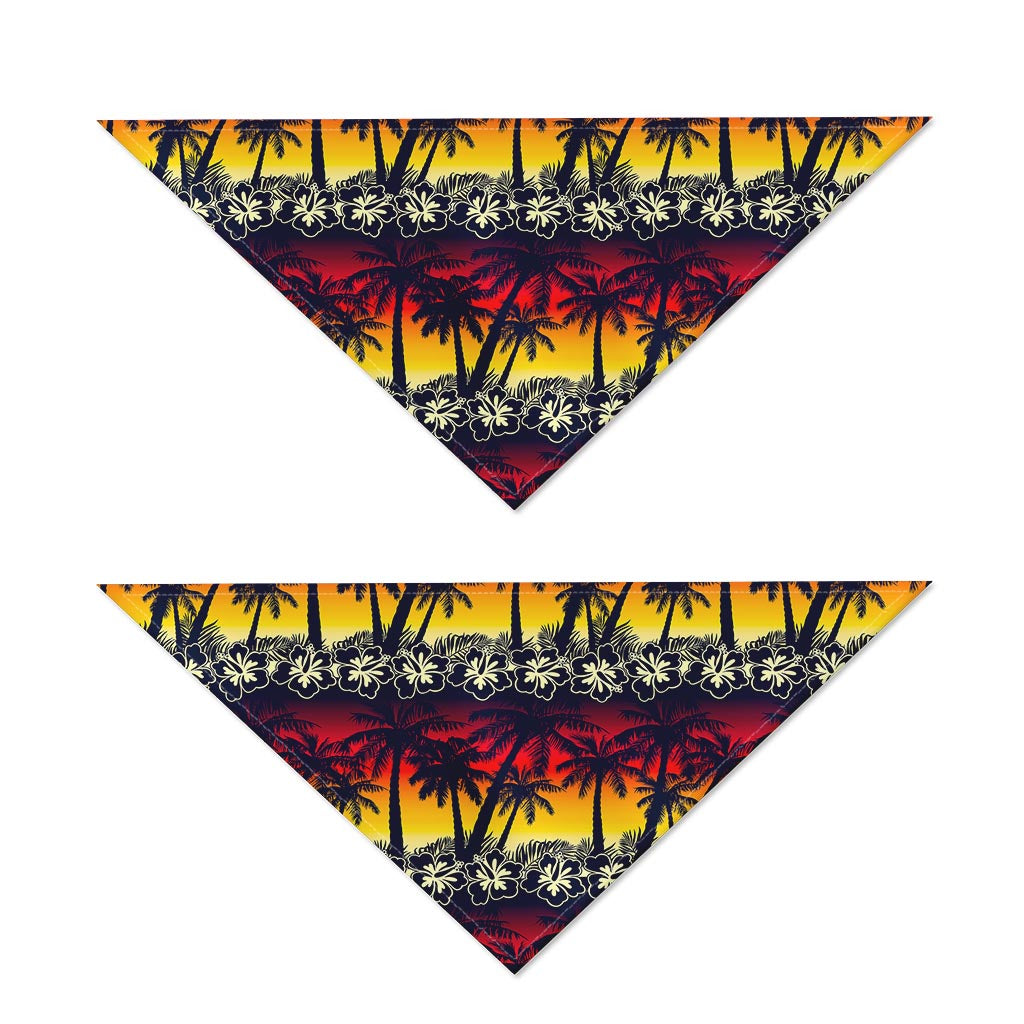 Sunset Hibiscus Palm Tree Pattern Print Dog Bandana