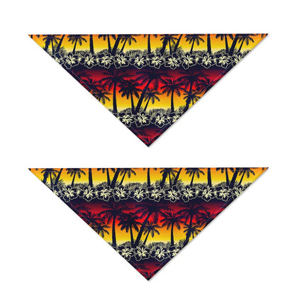 Sunset Hibiscus Palm Tree Pattern Print Dog Bandana
