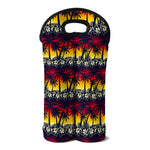 Sunset Hibiscus Palm Tree Pattern Print Double Neoprene Wine Tote