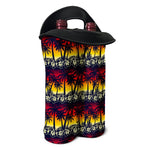 Sunset Hibiscus Palm Tree Pattern Print Double Neoprene Wine Tote
