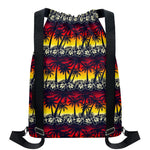 Sunset Hibiscus Palm Tree Pattern Print Drawstring Backpack