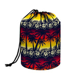 Sunset Hibiscus Palm Tree Pattern Print Drawstring Makeup Bag
