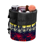 Sunset Hibiscus Palm Tree Pattern Print Drawstring Makeup Bag