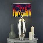 Sunset Hibiscus Palm Tree Pattern Print Drum Lamp Shade