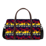 Sunset Hibiscus Palm Tree Pattern Print Duffle Bag