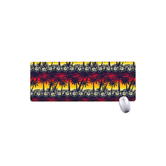 Sunset Hibiscus Palm Tree Pattern Print Extended Mouse Pad