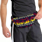 Sunset Hibiscus Palm Tree Pattern Print Fanny Pack