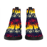 Sunset Hibiscus Palm Tree Pattern Print Flat Ankle Boots