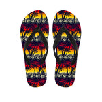 Sunset Hibiscus Palm Tree Pattern Print Flip Flops