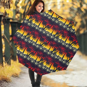 Sunset Hibiscus Palm Tree Pattern Print Foldable Umbrella