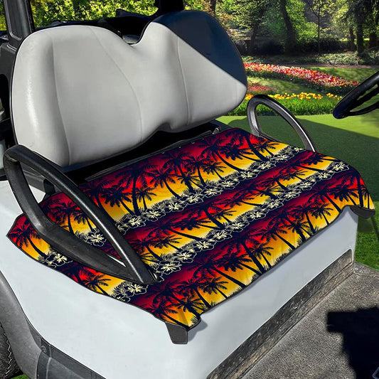 Sunset Hibiscus Palm Tree Pattern Print Golf Cart Seat Cover