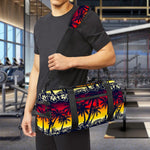 Sunset Hibiscus Palm Tree Pattern Print Gym Bag