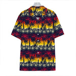 Sunset Hibiscus Palm Tree Pattern Print Hawaiian Shirt