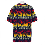 Sunset Hibiscus Palm Tree Pattern Print Hawaiian Shirt