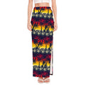 Sunset Hibiscus Palm Tree Pattern Print High Slit Maxi Skirt