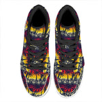 Sunset Hibiscus Palm Tree Pattern Print High Top Leather Sneakers