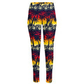 Sunset Hibiscus Palm Tree Pattern Print High-Waisted Pocket Leggings