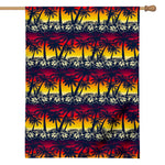Sunset Hibiscus Palm Tree Pattern Print House Flag