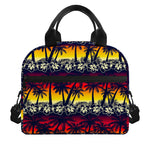 Sunset Hibiscus Palm Tree Pattern Print Insulated Lunch Bag