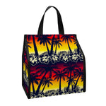 Sunset Hibiscus Palm Tree Pattern Print Insulated Lunch Tote