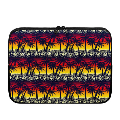 Sunset Hibiscus Palm Tree Pattern Print Laptop Sleeve