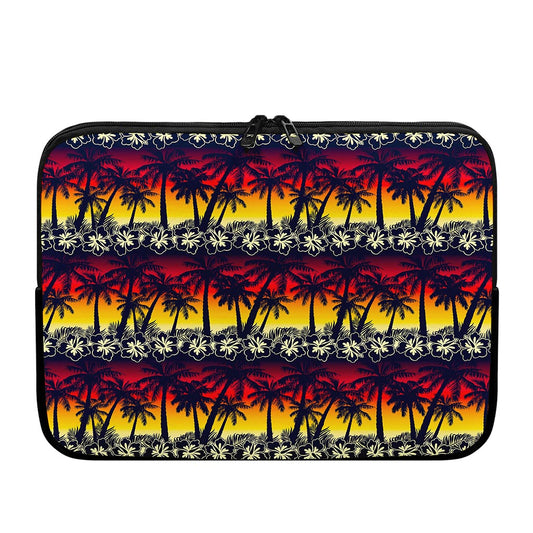 Sunset Hibiscus Palm Tree Pattern Print Laptop Sleeve