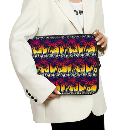 Sunset Hibiscus Palm Tree Pattern Print Laptop Sleeve