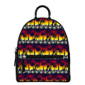 Sunset Hibiscus Palm Tree Pattern Print Leather Backpack