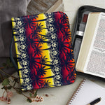 Sunset Hibiscus Palm Tree Pattern Print Leather Bible Cover
