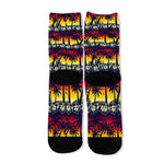 Sunset Hibiscus Palm Tree Pattern Print Long Socks