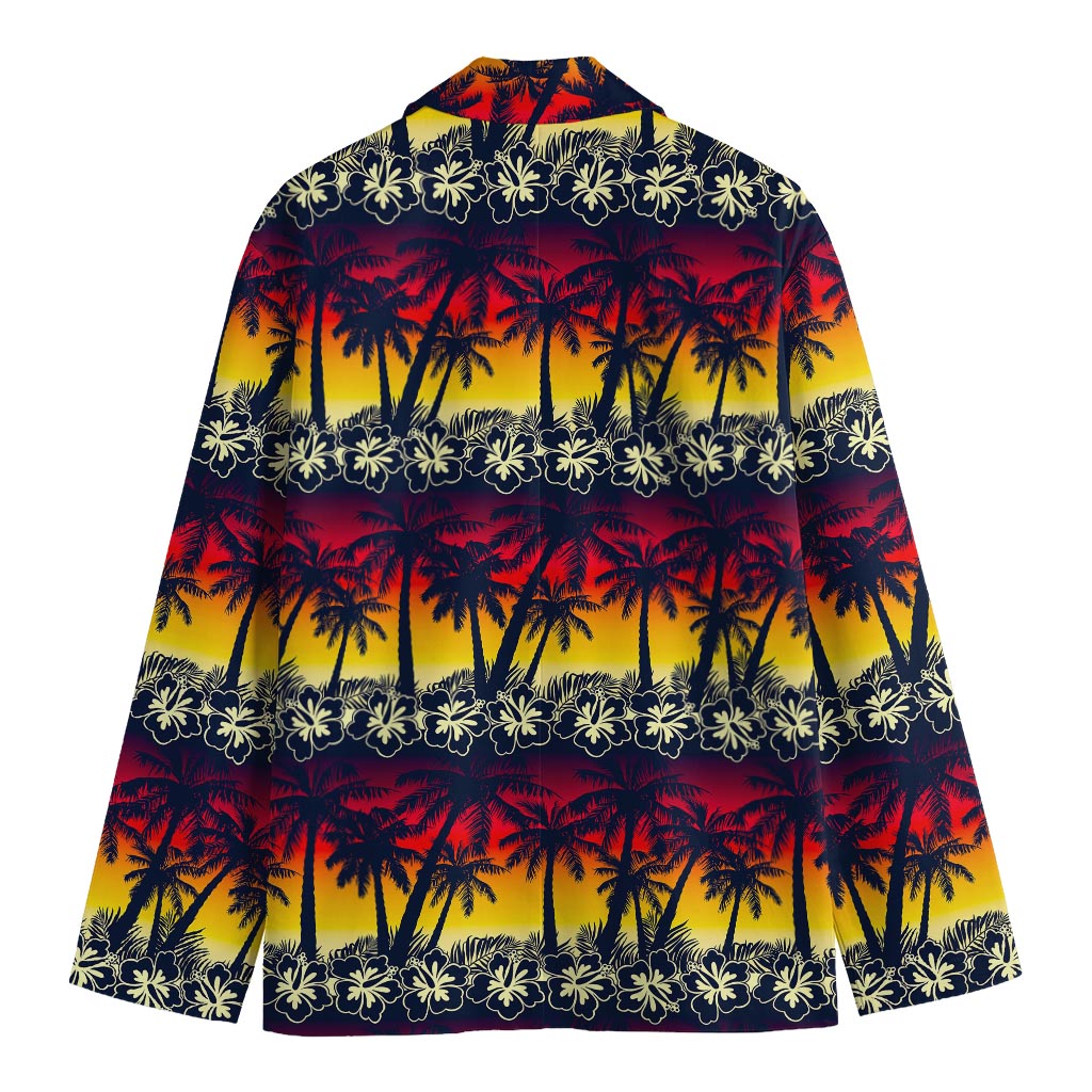 Sunset Hibiscus Palm Tree Pattern Print Men's Blazer