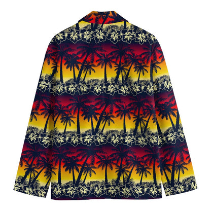 Sunset Hibiscus Palm Tree Pattern Print Men's Blazer