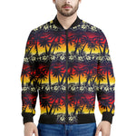 Sunset Hibiscus Palm Tree Pattern Print Men's Bomber Jacket