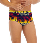 Sunset Hibiscus Palm Tree Pattern Print Men's Briefs