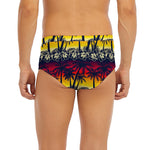 Sunset Hibiscus Palm Tree Pattern Print Men's Briefs