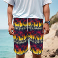 Sunset Hibiscus Palm Tree Pattern Print Men's Cargo Shorts
