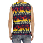 Sunset Hibiscus Palm Tree Pattern Print Men's Fitness Tank Top