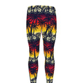 Sunset Hibiscus Palm Tree Pattern Print Men's Leggings