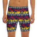 Sunset Hibiscus Palm Tree Pattern Print Men's Long Boxer Briefs
