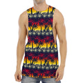 Sunset Hibiscus Palm Tree Pattern Print Men's Muscle Tank Top