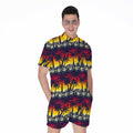 Sunset Hibiscus Palm Tree Pattern Print Men's Romper