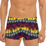 Sunset Hibiscus Palm Tree Pattern Print Men's Short Boxer Briefs
