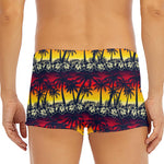 Sunset Hibiscus Palm Tree Pattern Print Men's Short Boxer Briefs