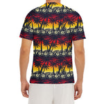 Sunset Hibiscus Palm Tree Pattern Print Men's Short Sleeve Rash Guard
