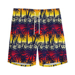 Sunset Hibiscus Palm Tree Pattern Print Men's Sports Shorts