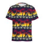 Sunset Hibiscus Palm Tree Pattern Print Men's Sports T-Shirt