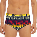Sunset Hibiscus Palm Tree Pattern Print Men's Triangle Swim Briefs