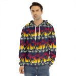 Sunset Hibiscus Palm Tree Pattern Print Men's Velvet Pullover Hoodie